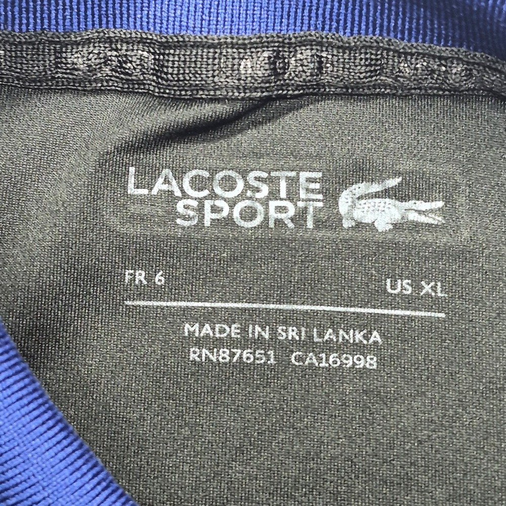 Lacoste Sport Polo Shirt Mens XL Black Blue White Colorblock Performance - Picture 3 of 16